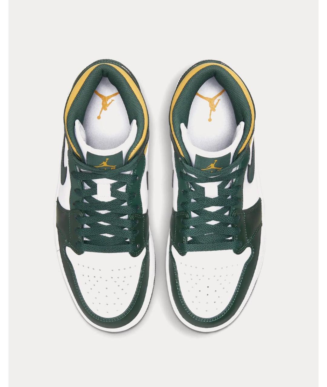 JORDAN Зеленые кожаные высокие кроссовки / кеды, фото 3