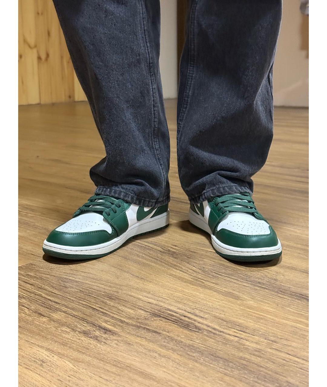 JORDAN Зеленые кожаные высокие кроссовки / кеды, фото 6