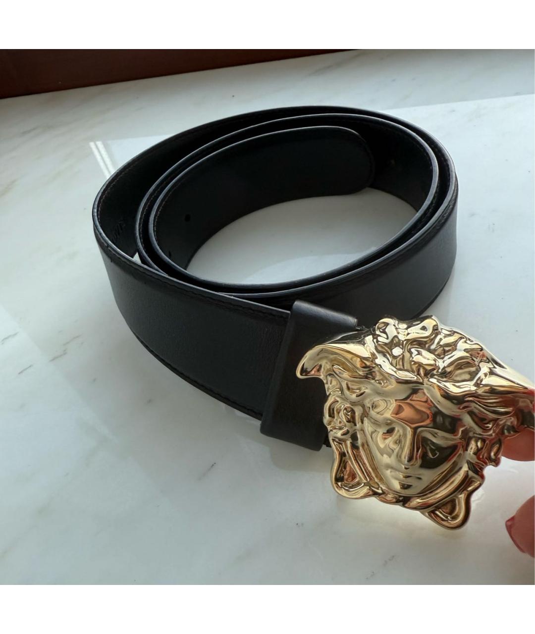 VERSACE Черный кожаный ремень, фото 3