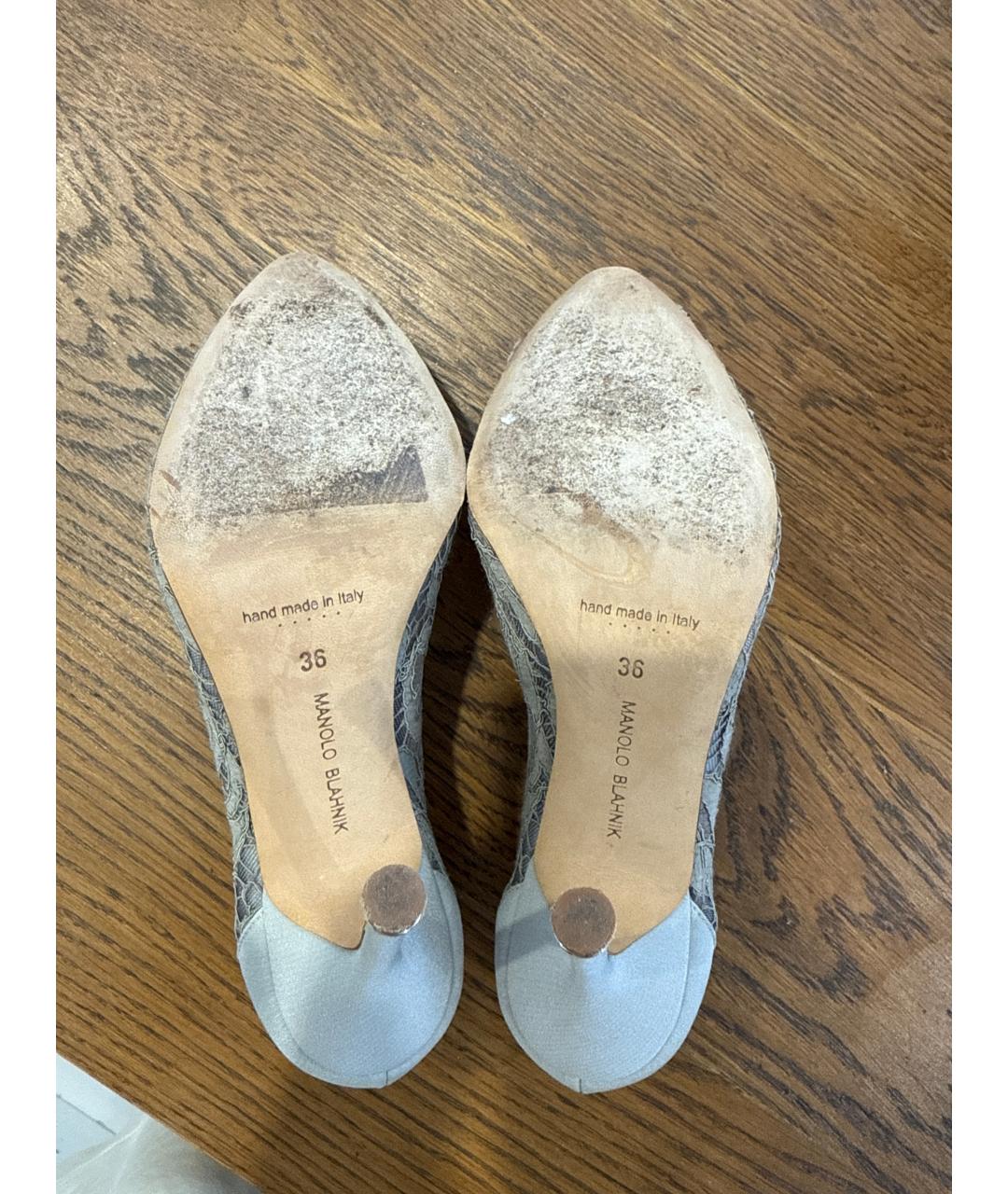 MANOLO BLAHNIK Серые кожаные туфли, фото 5