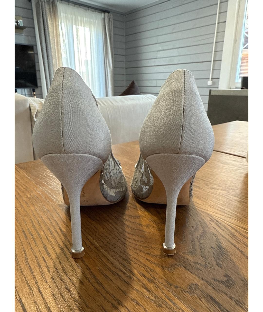 MANOLO BLAHNIK Серые кожаные туфли, фото 4