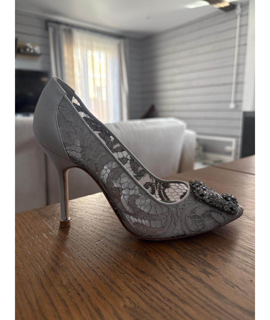 MANOLO BLAHNIK Серые кожаные туфли, фото 6