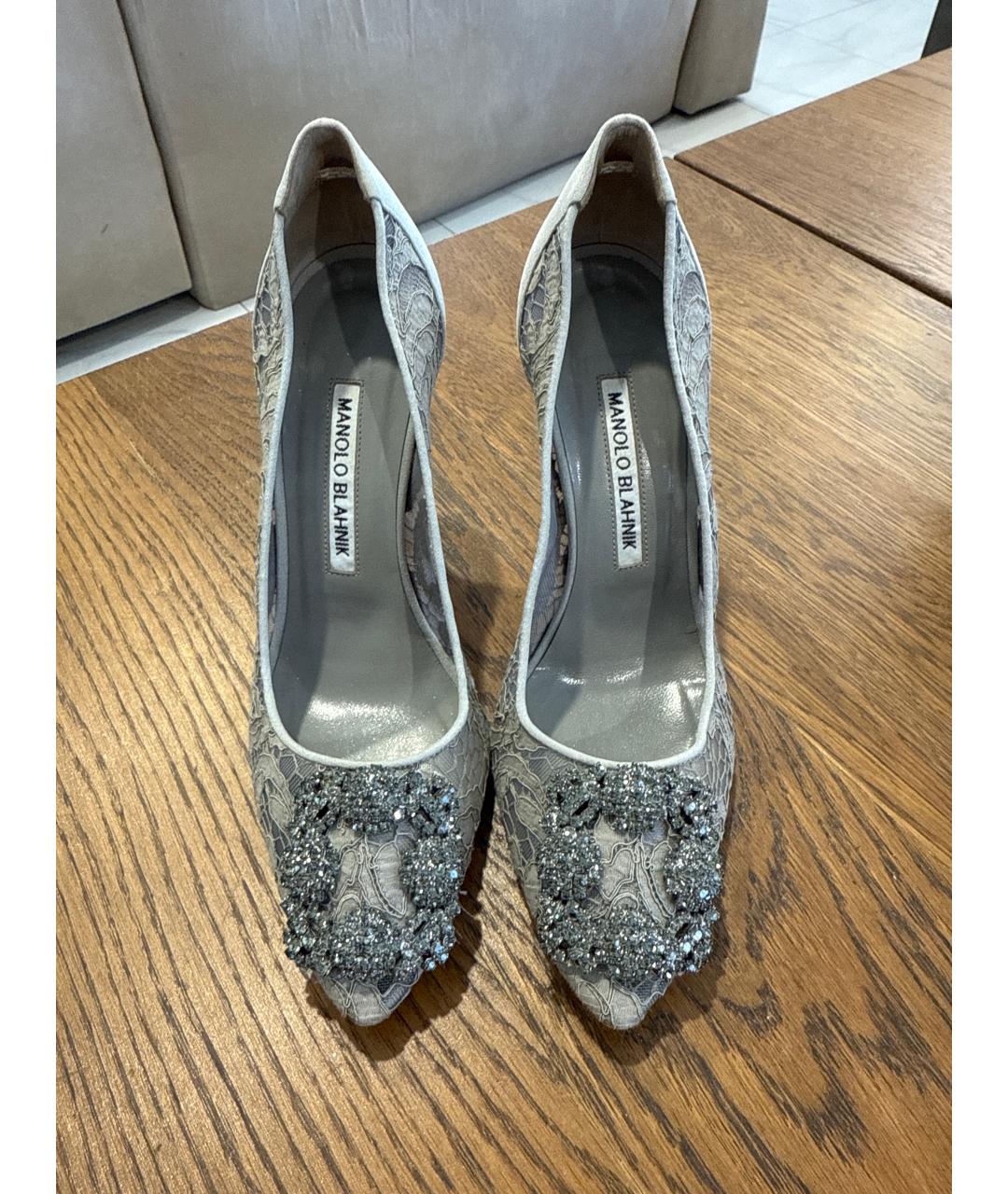 MANOLO BLAHNIK Серые кожаные туфли, фото 2