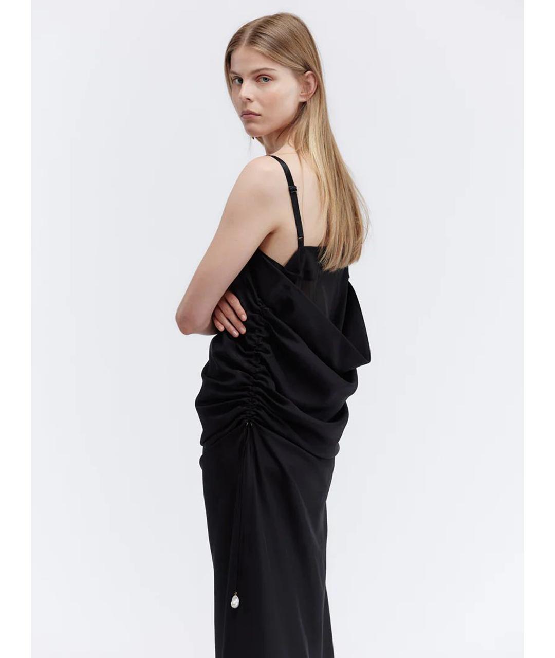 Carven Черное шелковое повседневное платье, фото 3