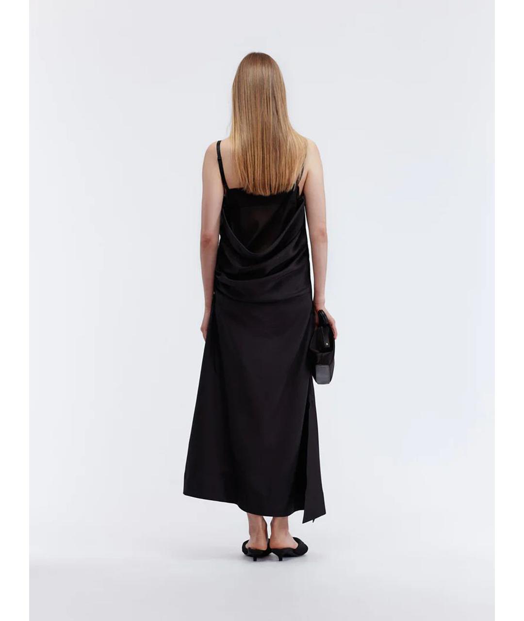 Carven Черное шелковое повседневное платье, фото 4