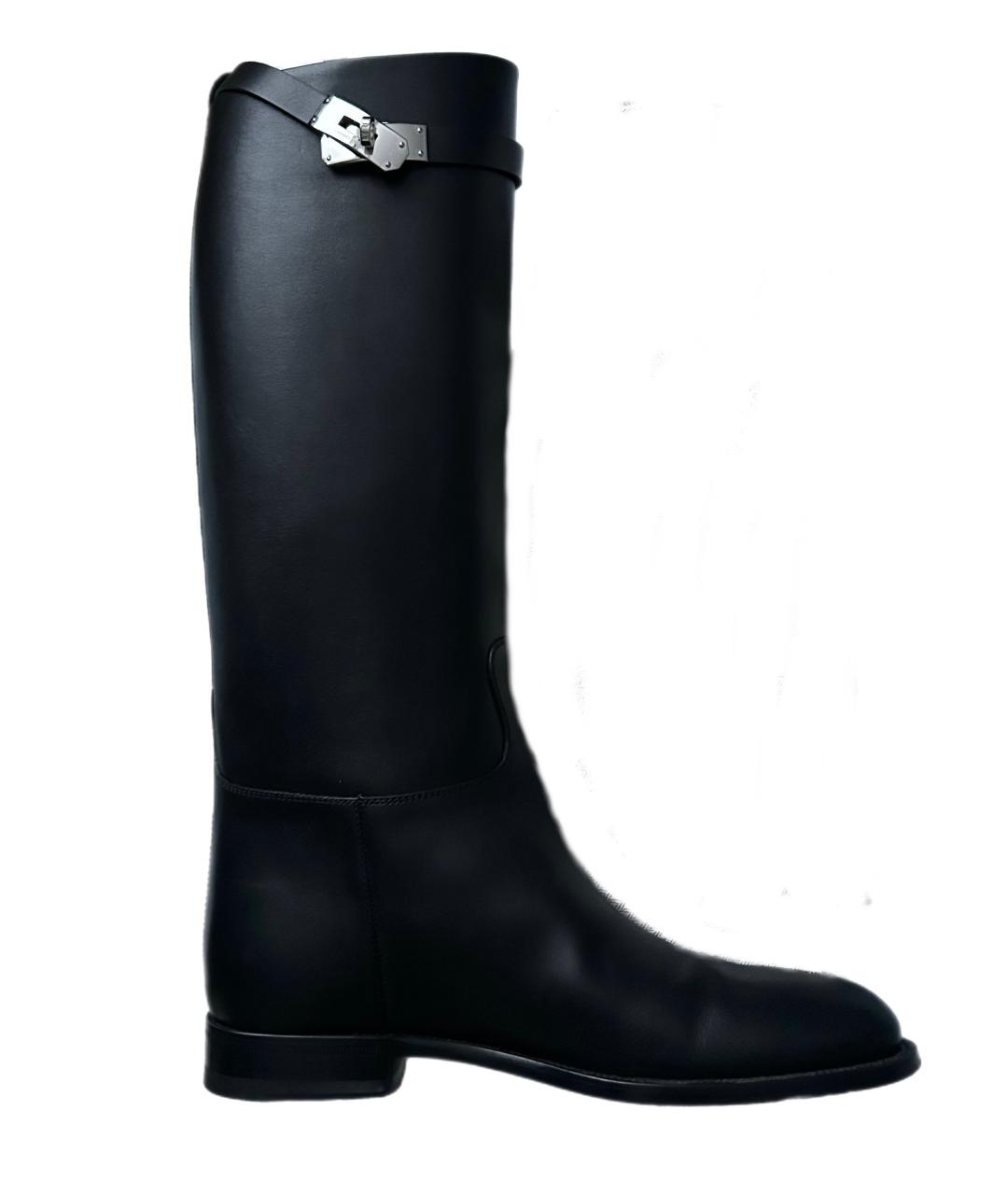 HERMES Черные кожаные сапоги, фото 3
