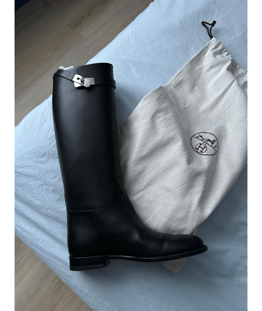 HERMES Черные кожаные сапоги, фото 2