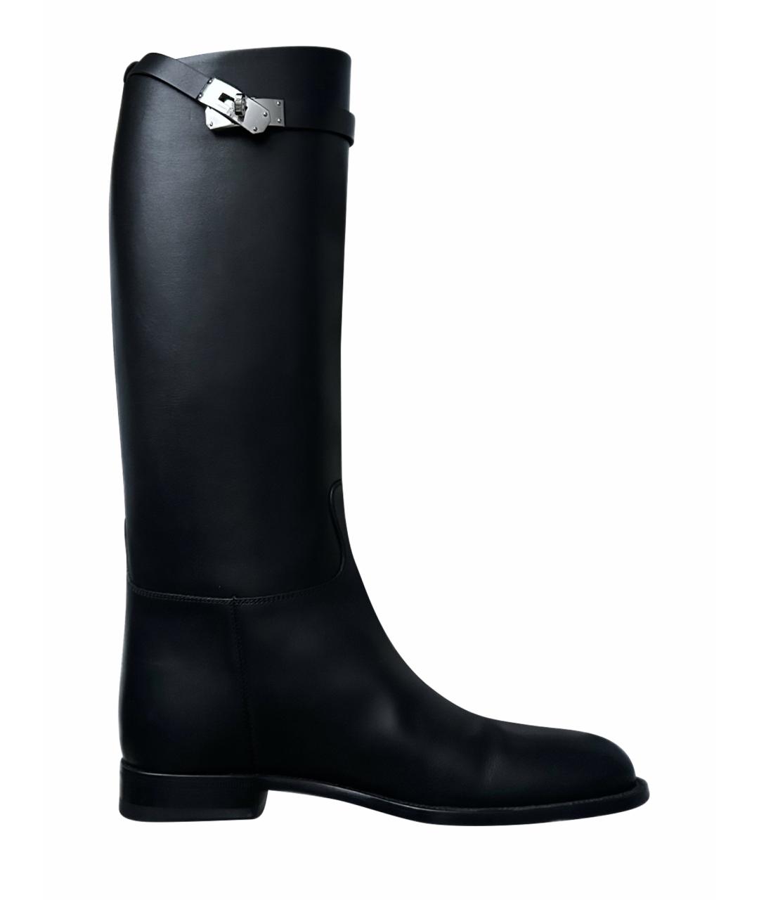 HERMES Черные кожаные сапоги, фото 1