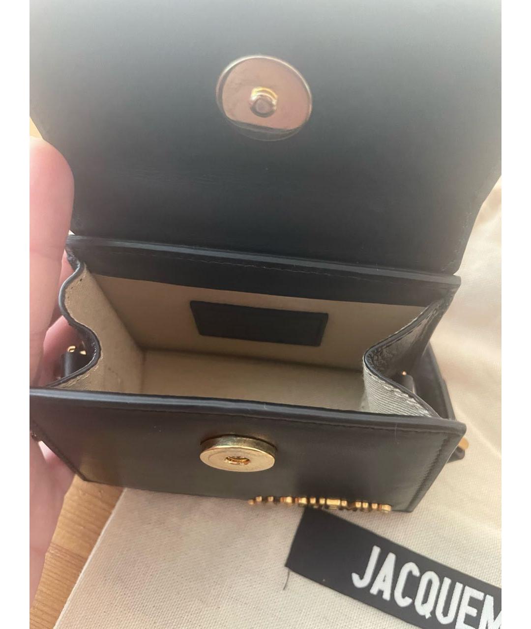 JACQUEMUS Черная кожаная сумка с короткими ручками, фото 2