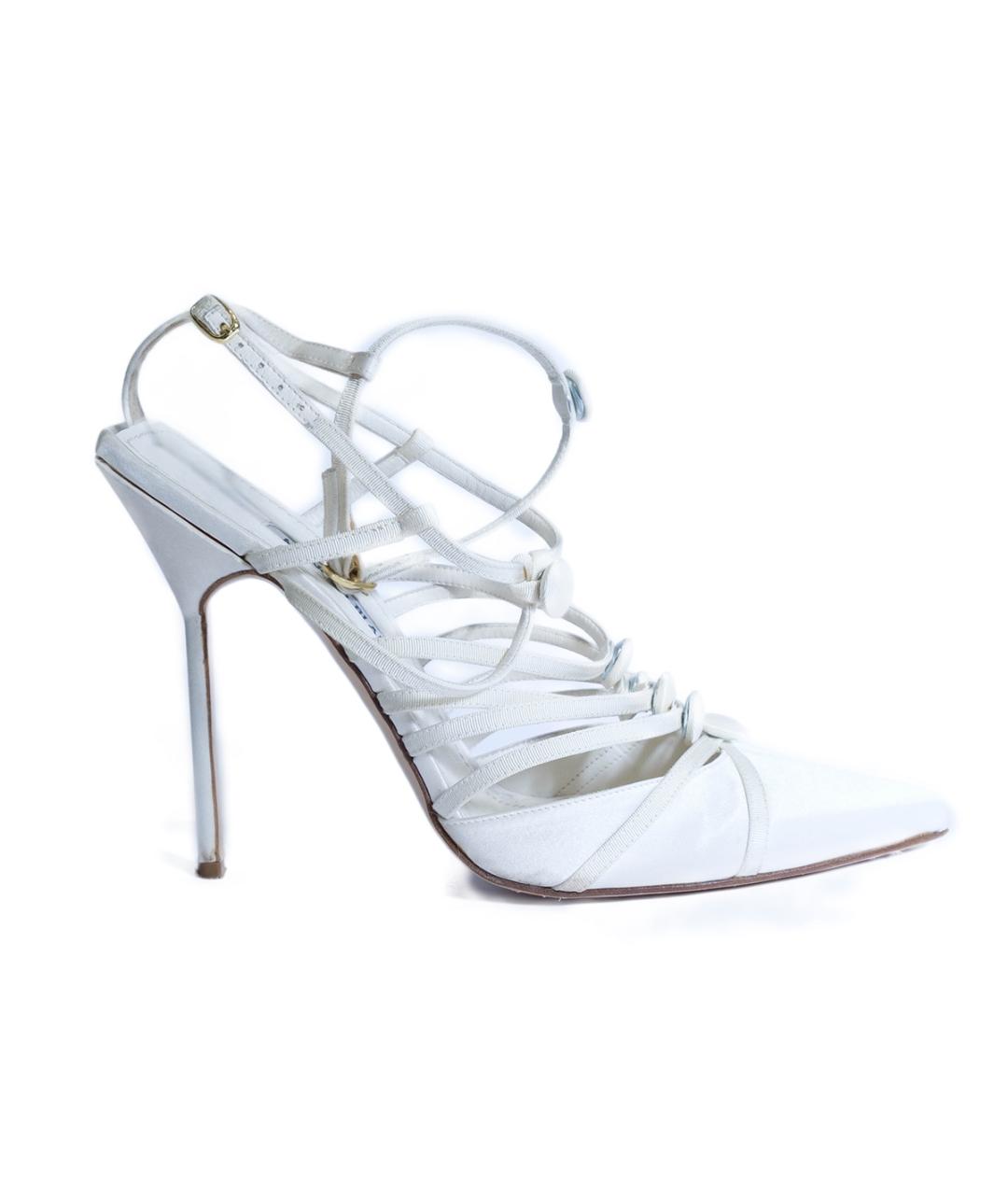 MANOLO BLAHNIK Белые текстильные туфли, фото 6