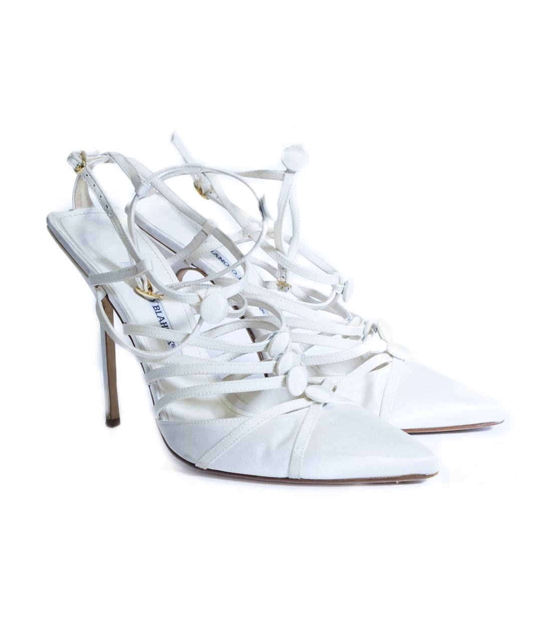 MANOLO BLAHNIK Белые текстильные туфли, фото 2