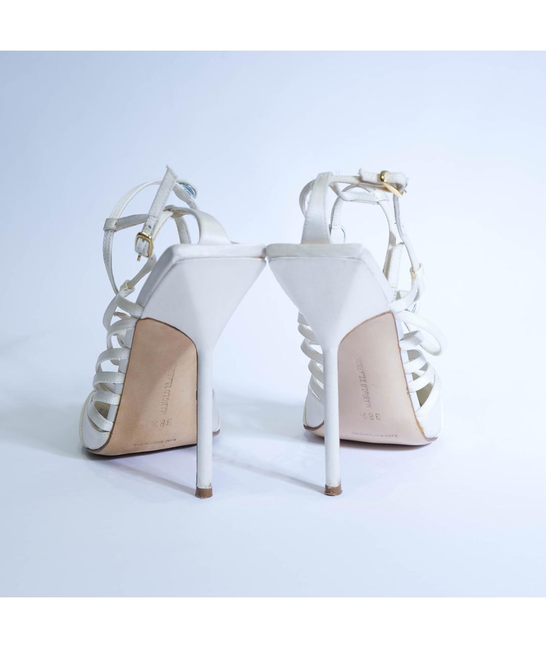 MANOLO BLAHNIK Белые текстильные туфли, фото 5