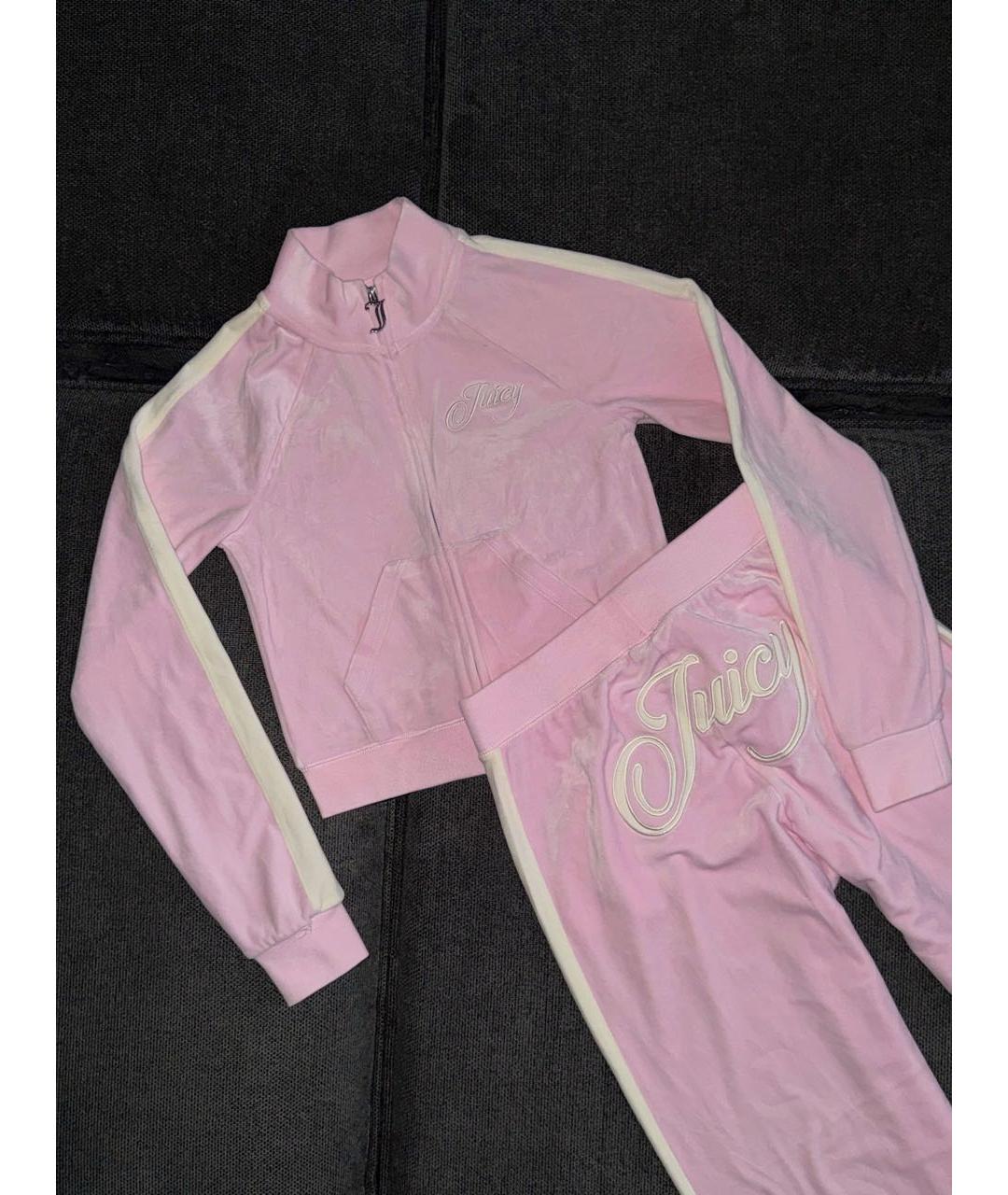 JUICY COUTURE Розовый велюровый костюм с брюками, фото 3