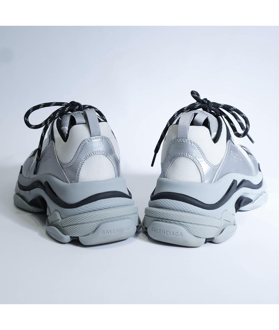 BALENCIAGA Серебряные текстильные кроссовки, фото 5