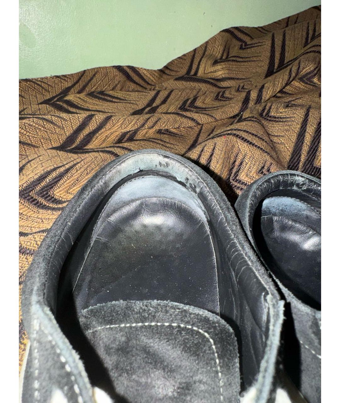 RICK OWENS Черные замшевые низкие кроссовки / кеды, фото 4