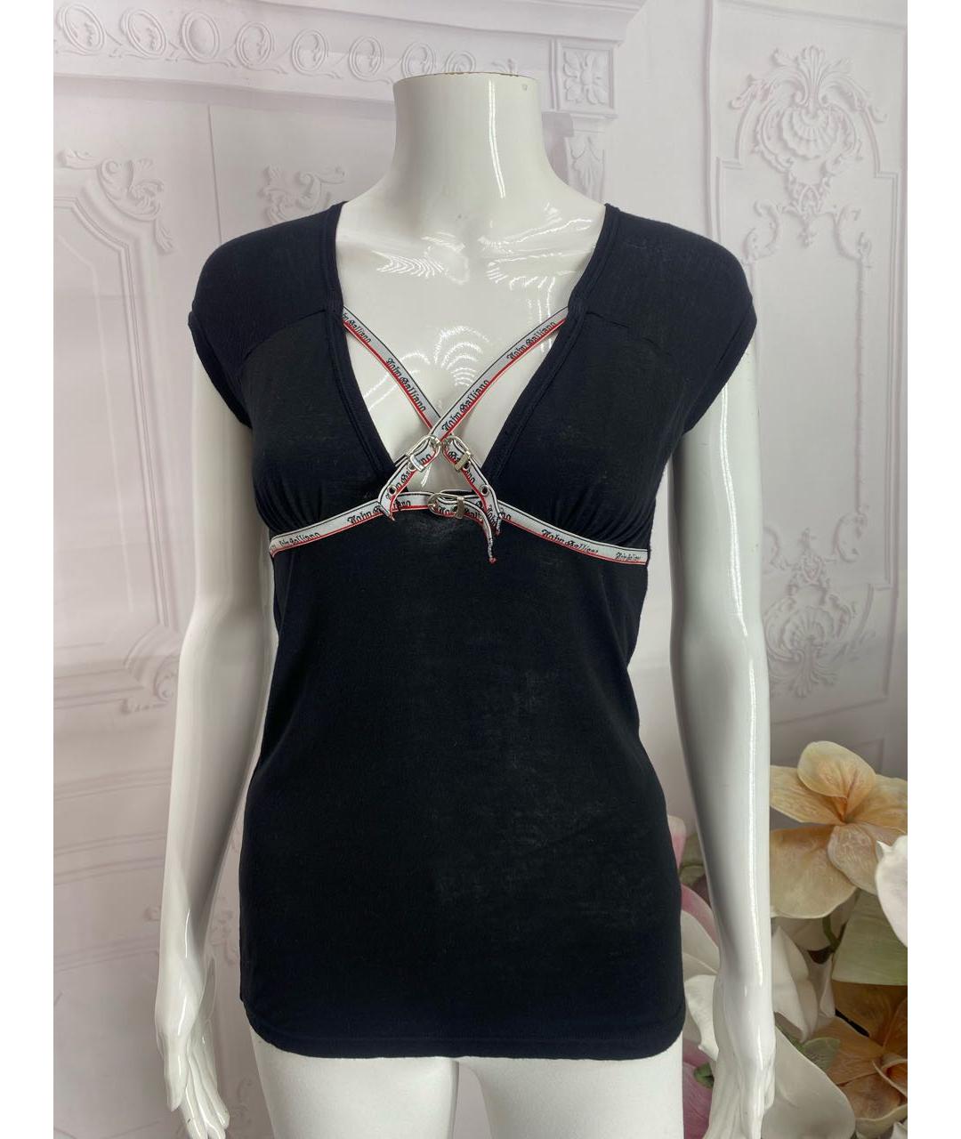 JOHN GALLIANO Черная вискозная футболка, фото 5