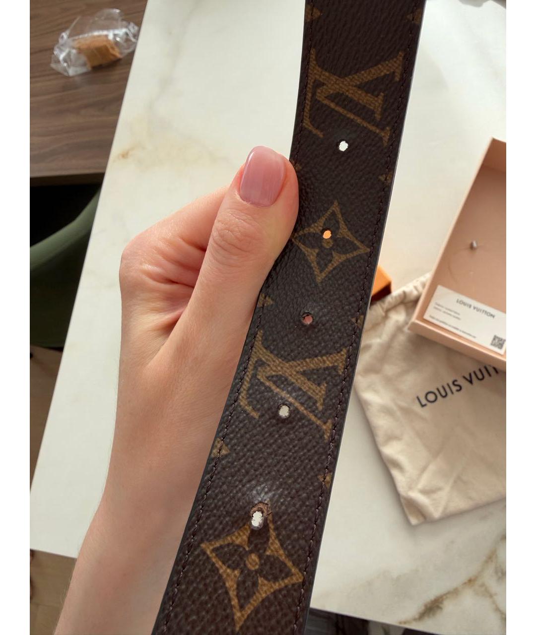 LOUIS VUITTON Коричневый кожаный ремень, фото 5