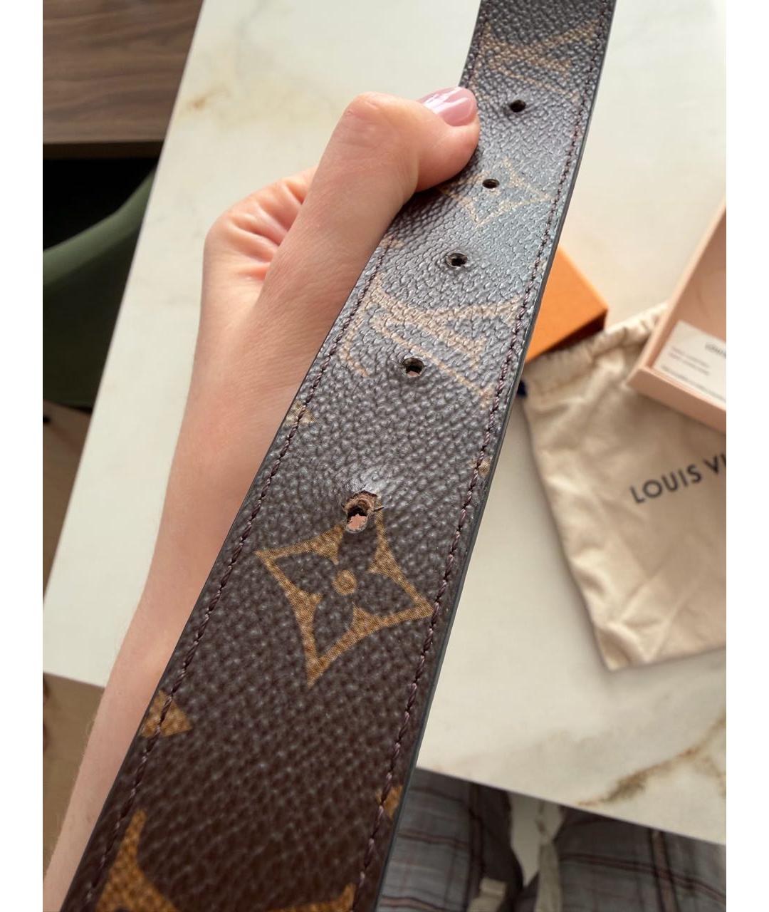 LOUIS VUITTON Коричневый кожаный ремень, фото 6