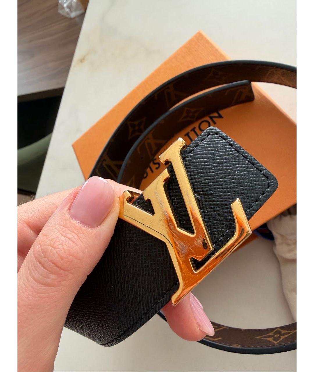 LOUIS VUITTON Коричневый кожаный ремень, фото 4