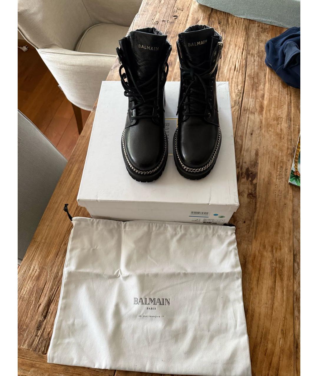 BALMAIN Черные кожаные ботинки, фото 3