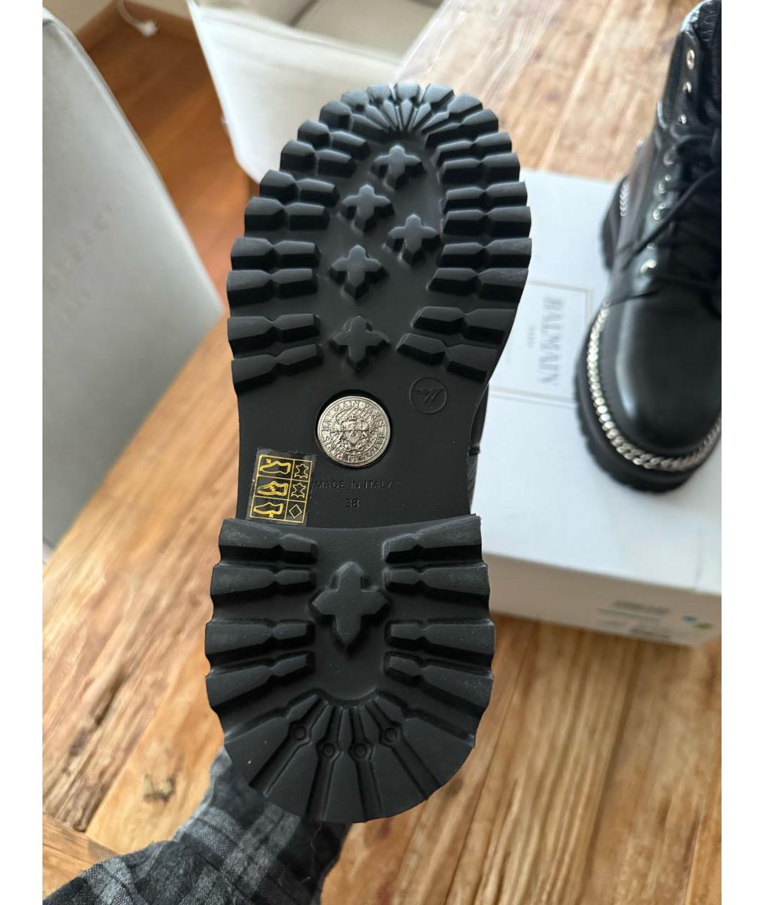 BALMAIN Черные кожаные ботинки, фото 5