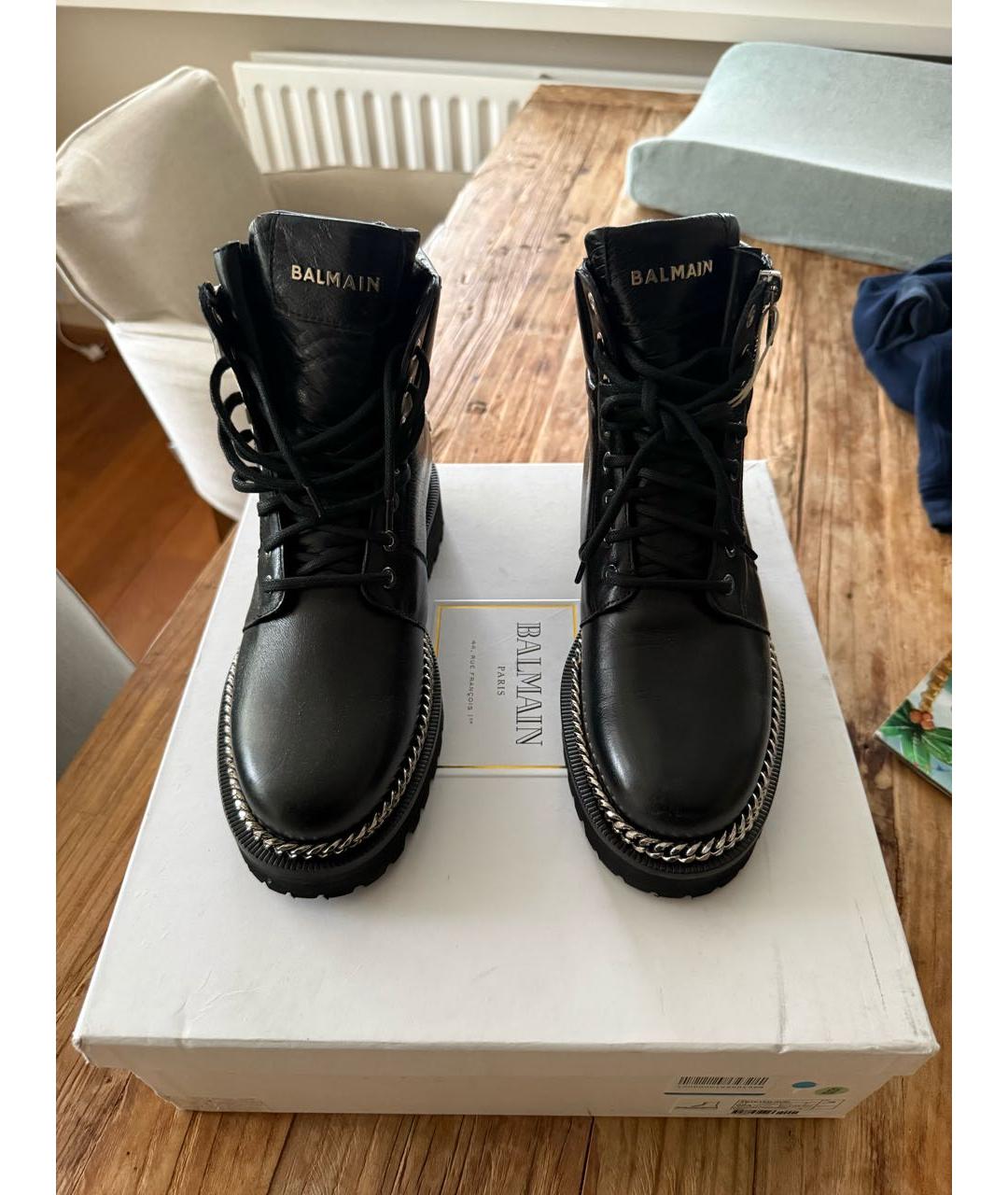 BALMAIN Черные кожаные ботинки, фото 2