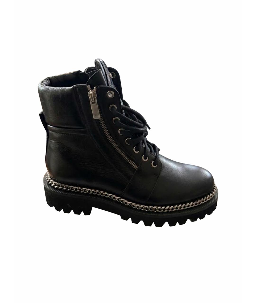 BALMAIN Черные кожаные ботинки, фото 1