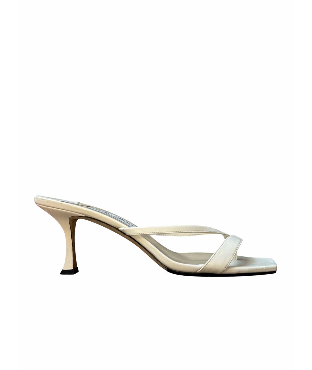 JIMMY CHOO Белые кожаные мюли, фото 1