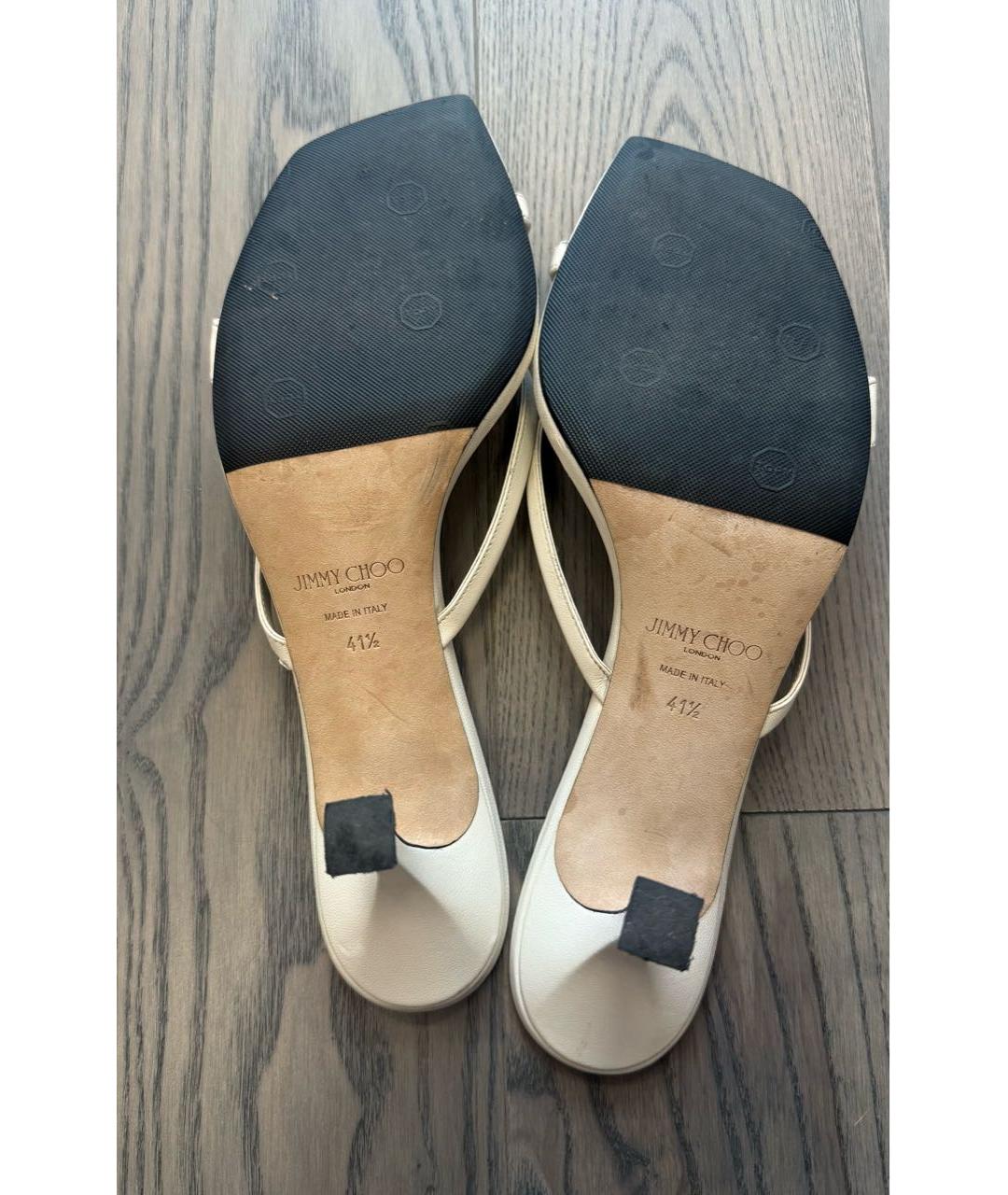 JIMMY CHOO Белые кожаные мюли, фото 8