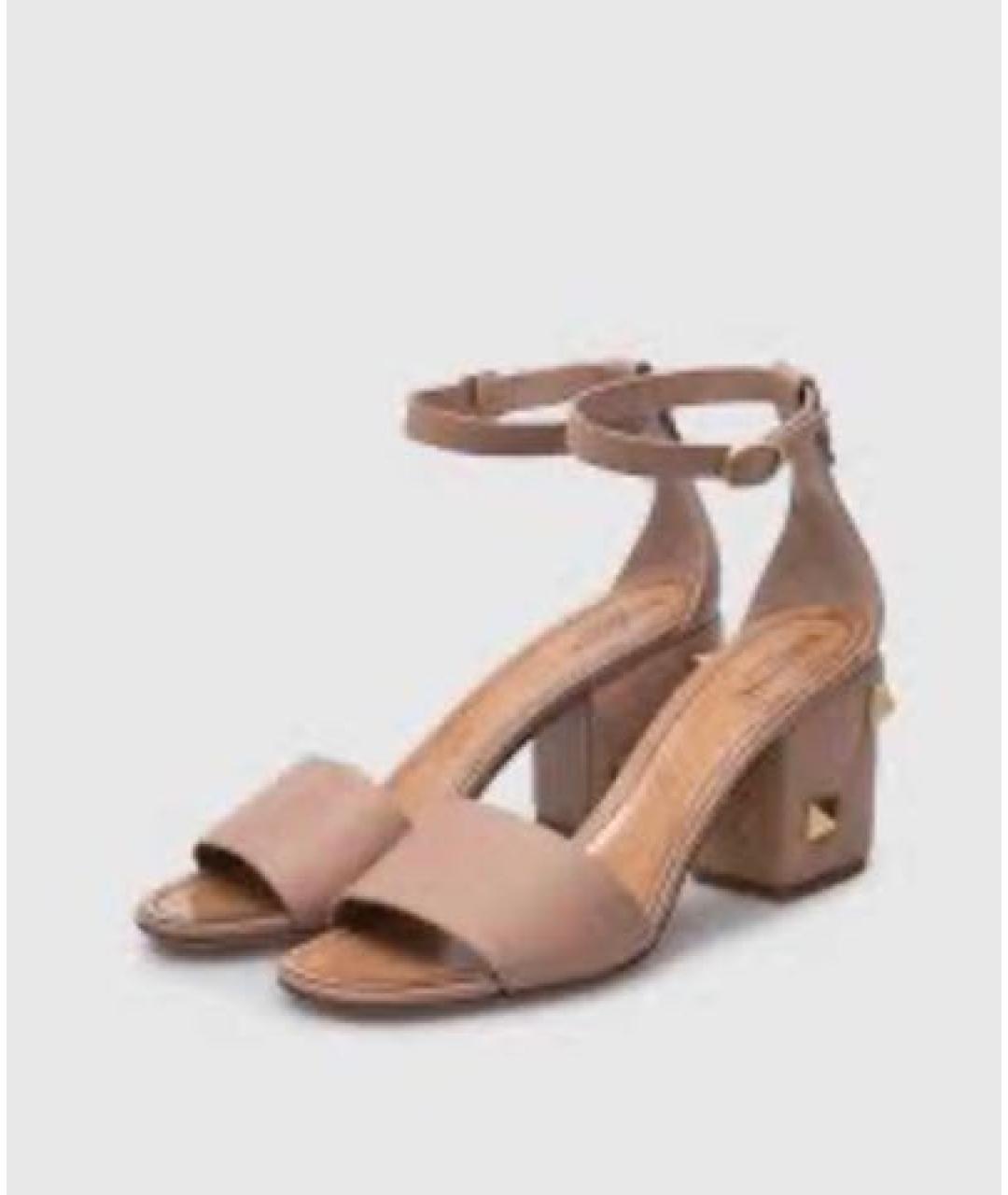 VALENTINO Бежевые кожаные босоножки, фото 2