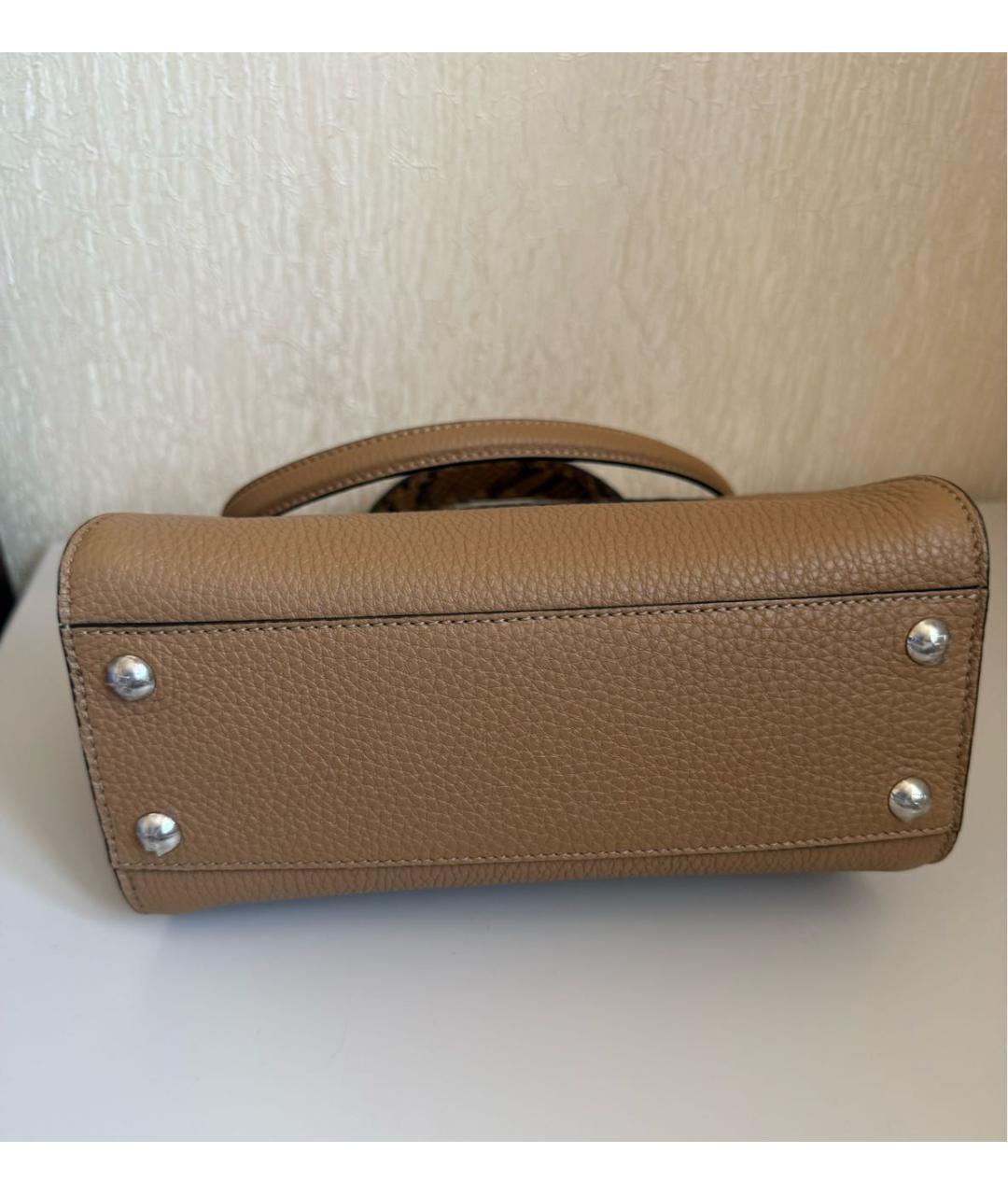 FENDI Бежевая кожаная сумка через плечо, фото 2