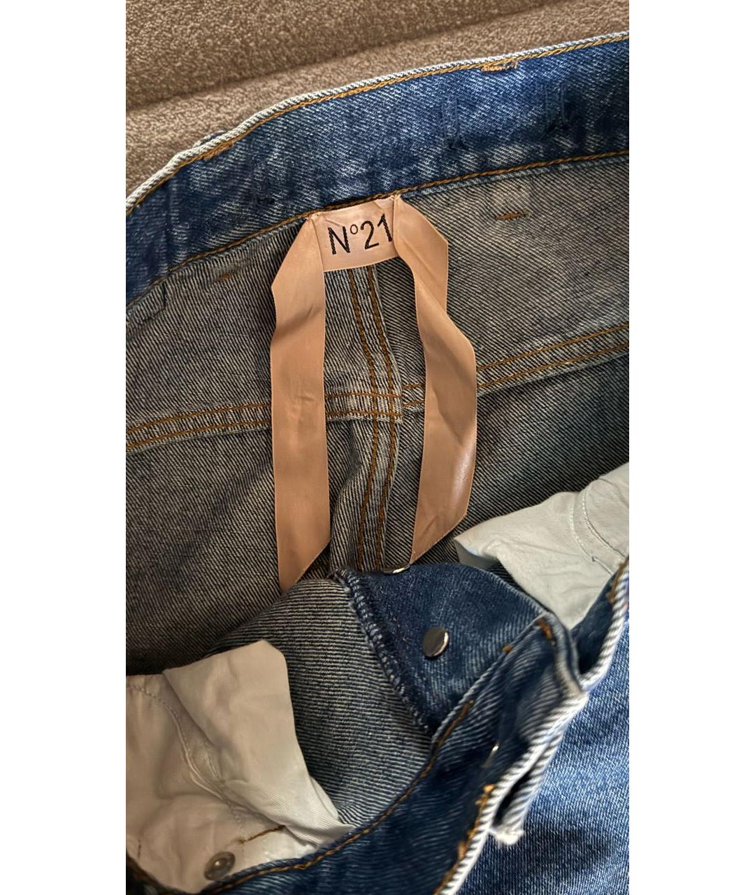 NO. 21 Синие хлопковые прямые джинсы, фото 3