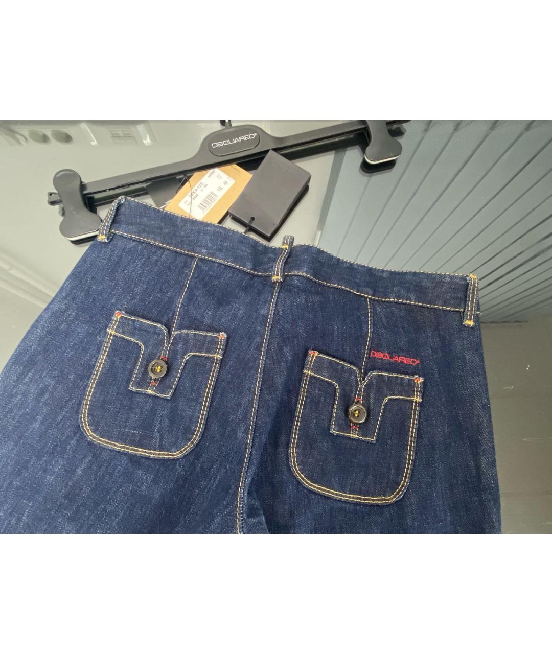 DSQUARED2 Темно-синие хлопковые прямые джинсы, фото 8