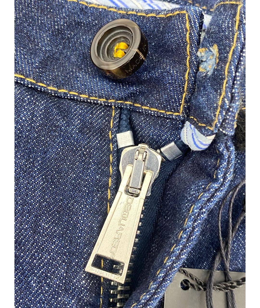 DSQUARED2 Темно-синие хлопковые прямые джинсы, фото 4