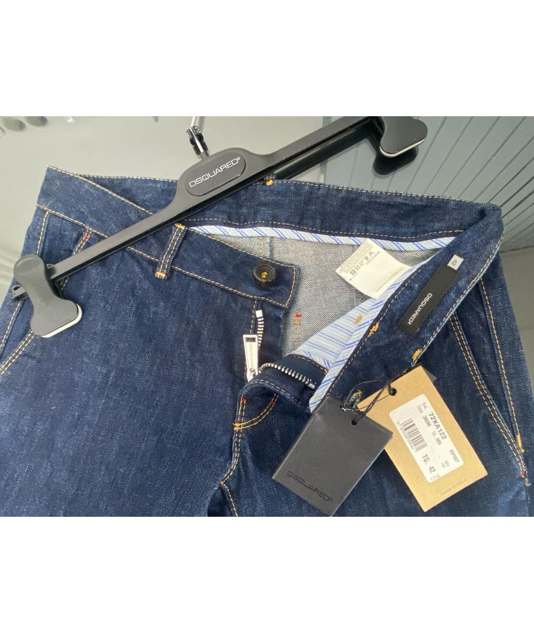 DSQUARED2 Темно-синие хлопковые прямые джинсы, фото 3