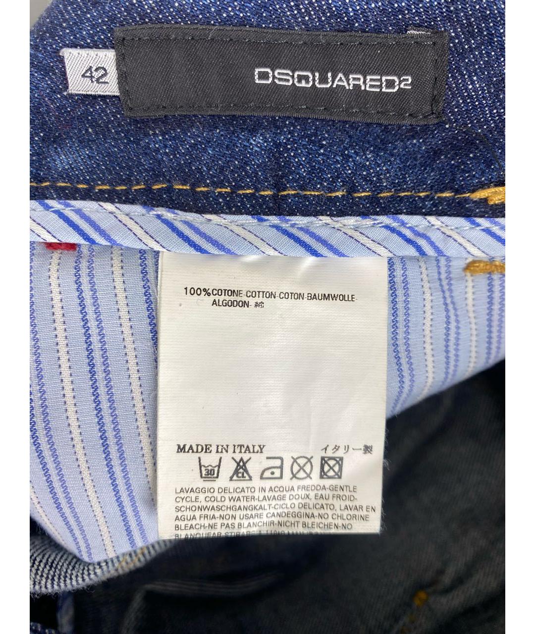 DSQUARED2 Темно-синие хлопковые прямые джинсы, фото 7