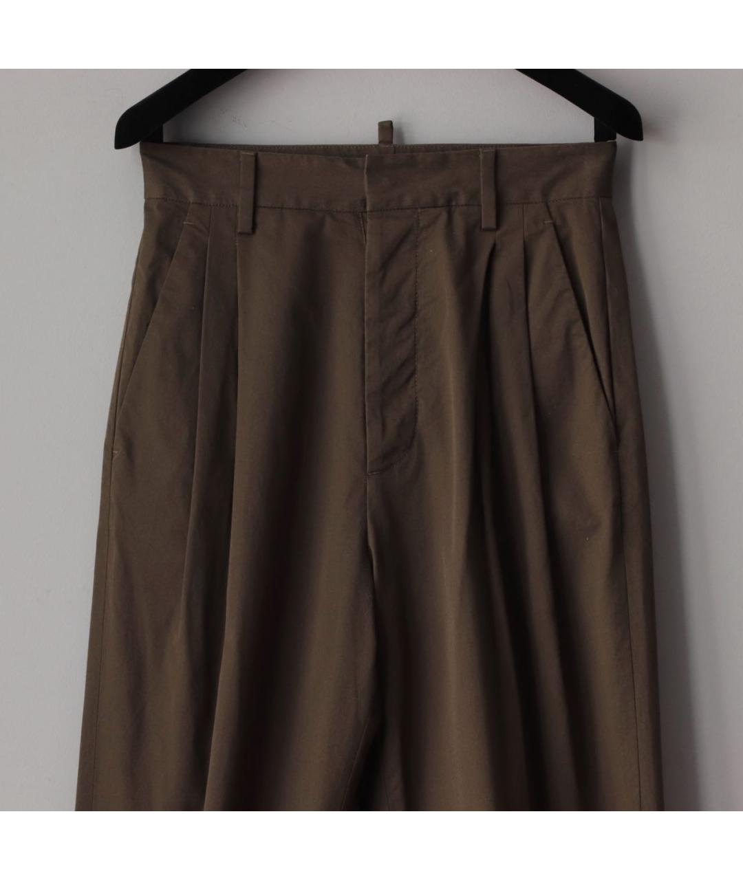 DSQUARED2 Хаки хлопко-эластановые прямые брюки, фото 3