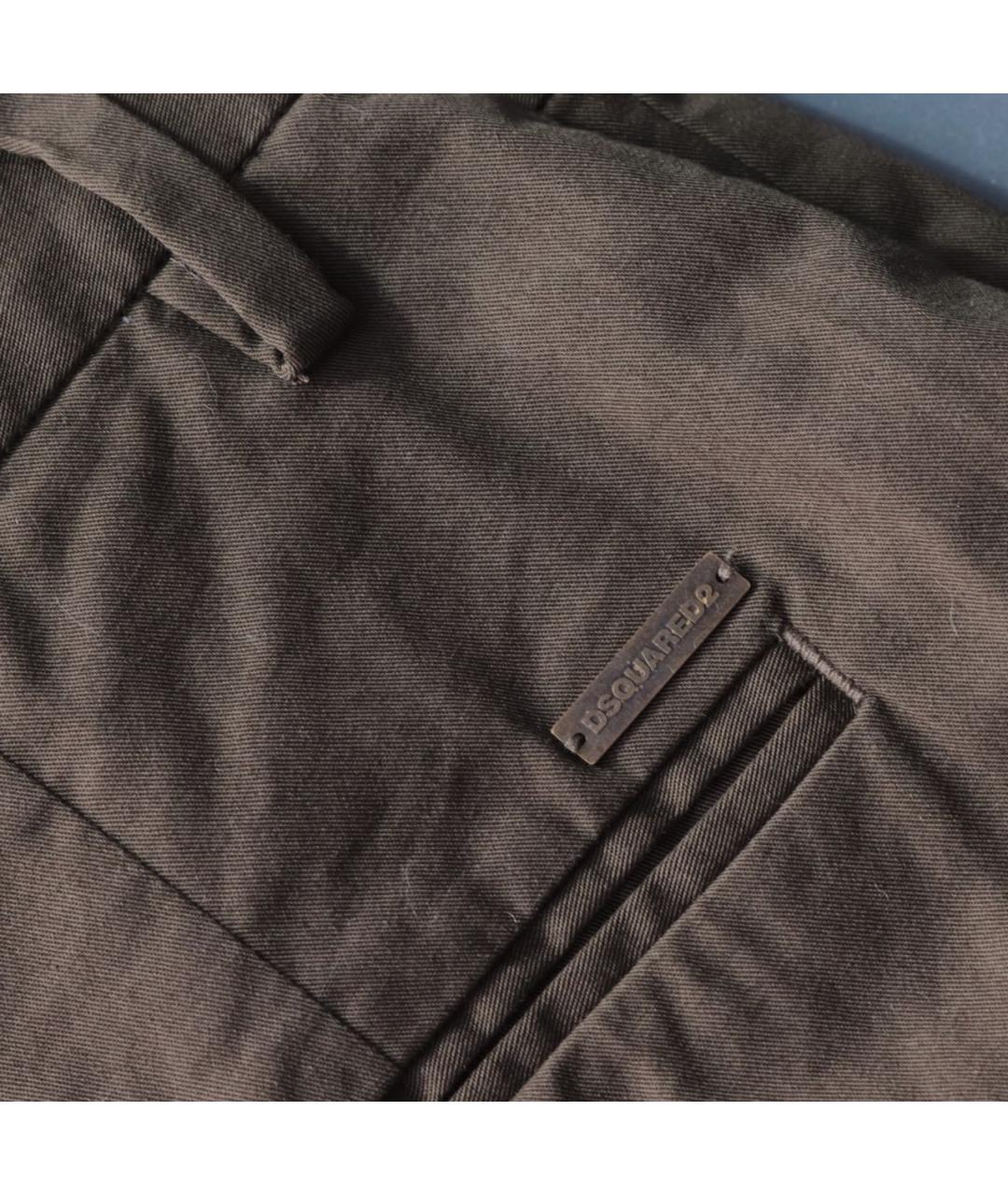 DSQUARED2 Хаки хлопко-эластановые прямые брюки, фото 6