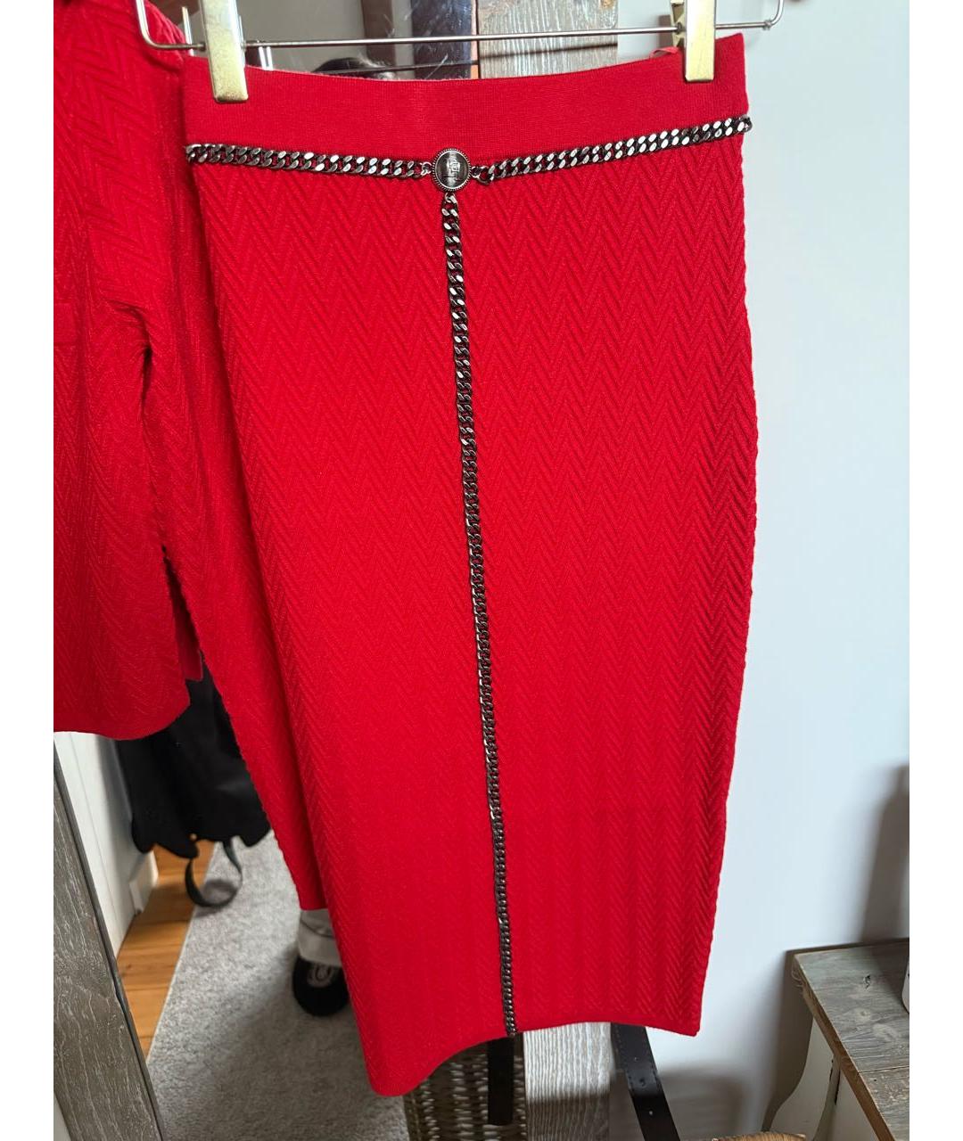 ELISABETTA FRANCHI Красный полиамидовый костюм с юбками, фото 2