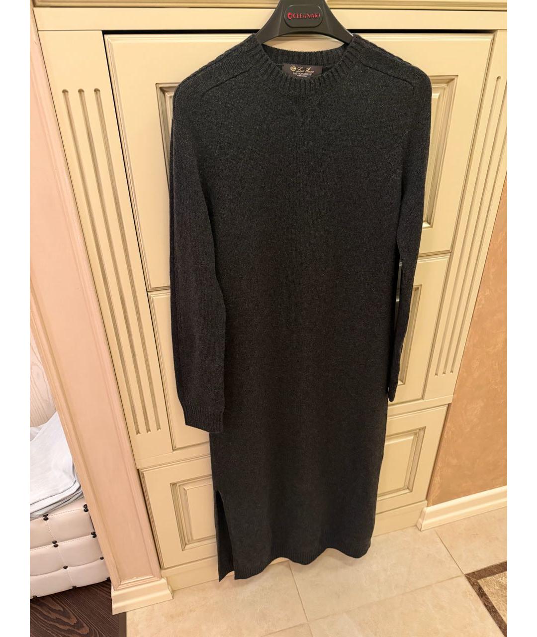 LORO PIANA Серое кашемировое повседневное платье, фото 7
