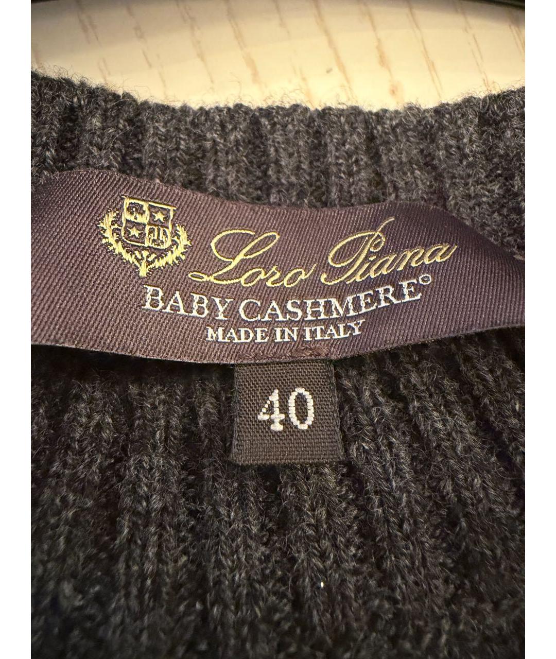 LORO PIANA Серое кашемировое повседневное платье, фото 3