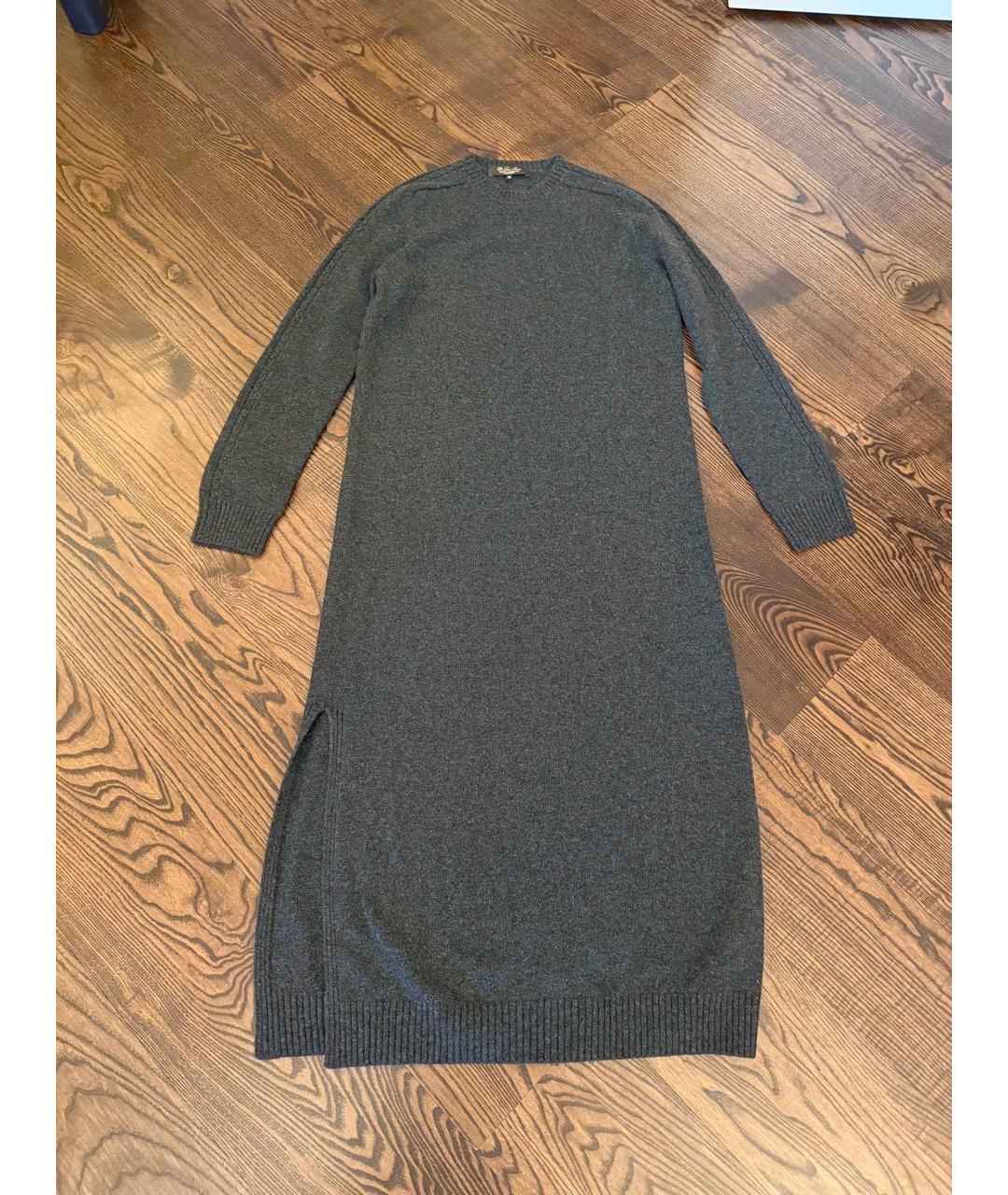 LORO PIANA Серое кашемировое повседневное платье, фото 2