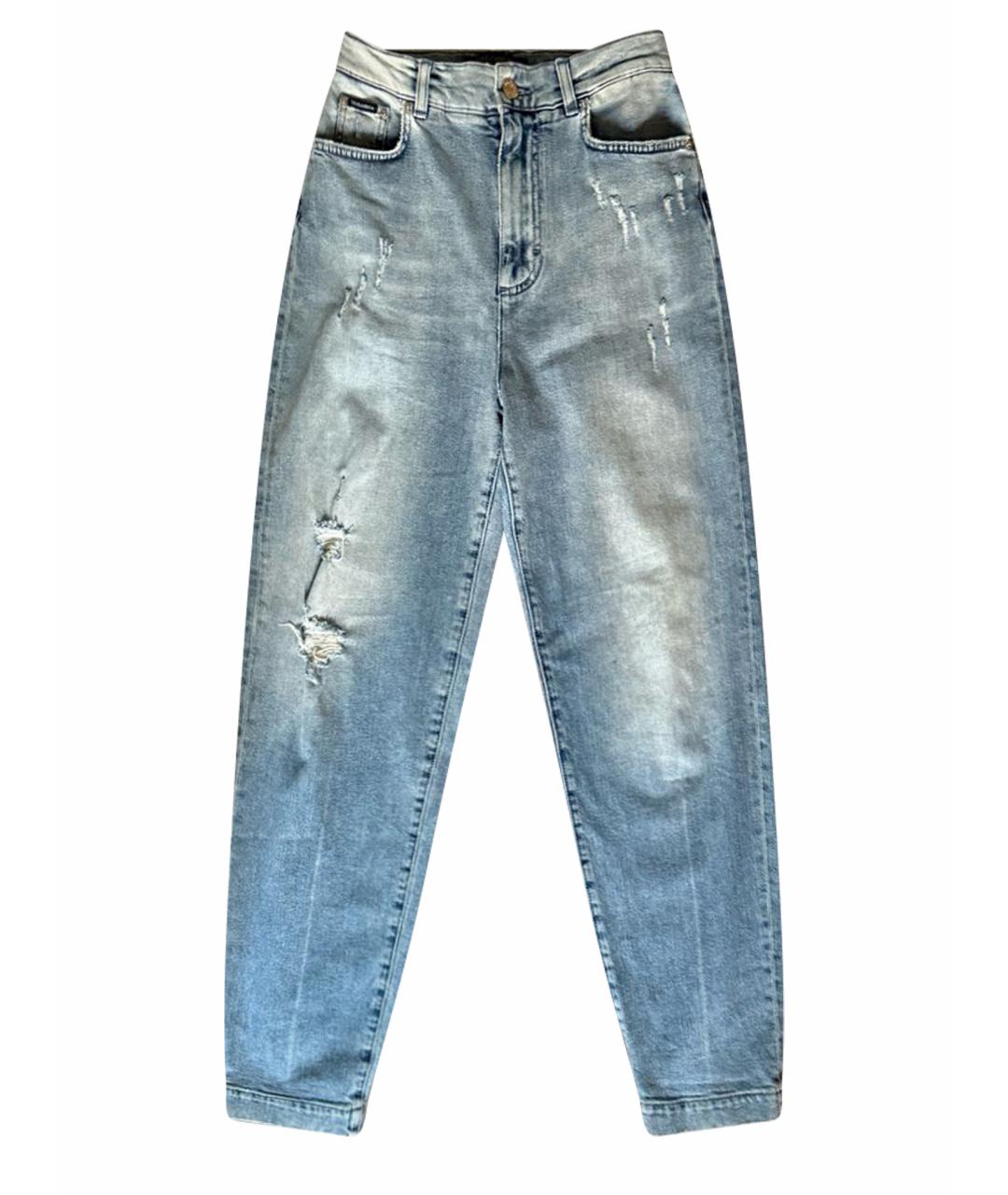 DOLCE&GABBANA Голубые хлопко-эластановые джинсы слим, фото 1