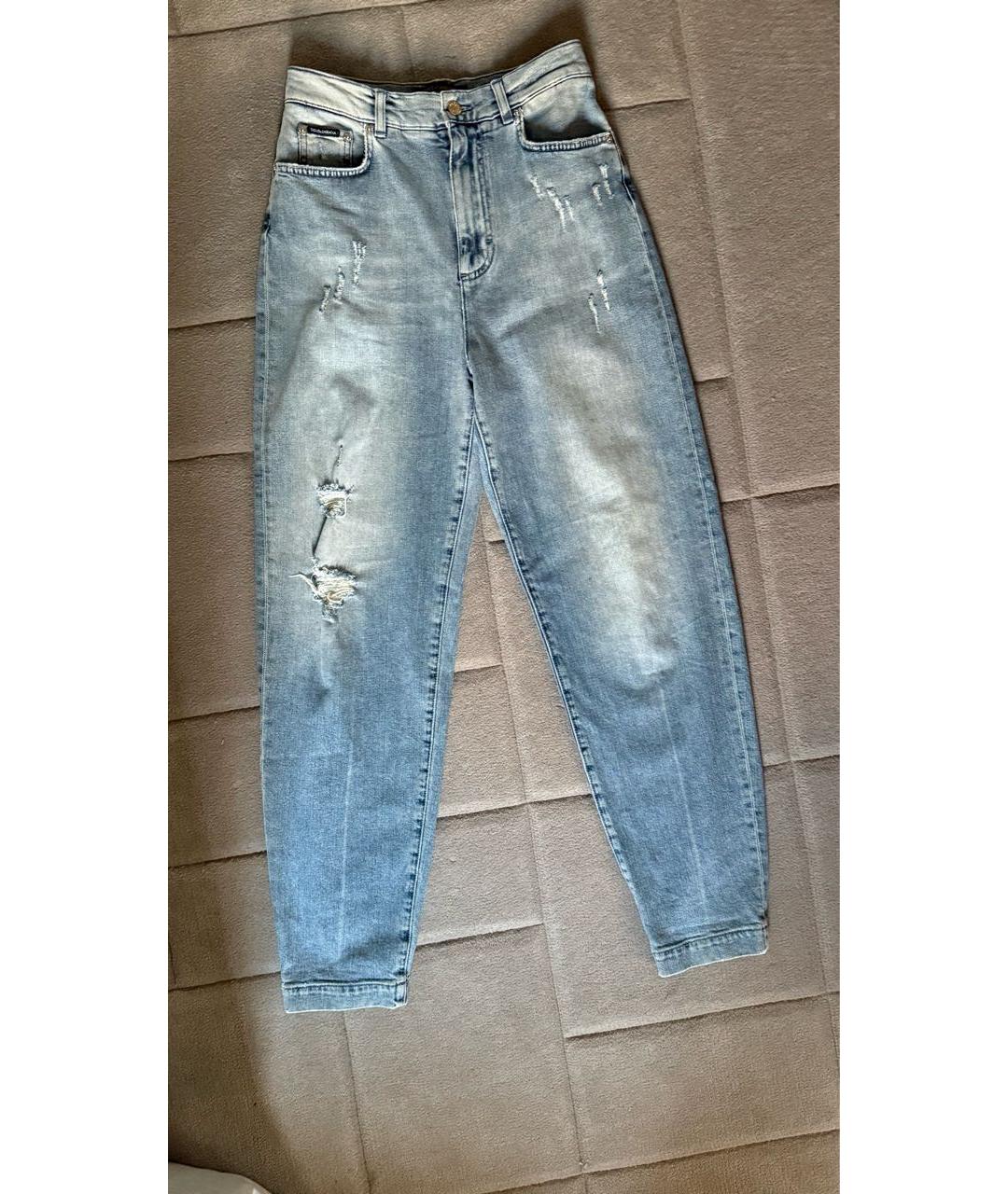 DOLCE&GABBANA Голубые хлопко-эластановые джинсы слим, фото 6