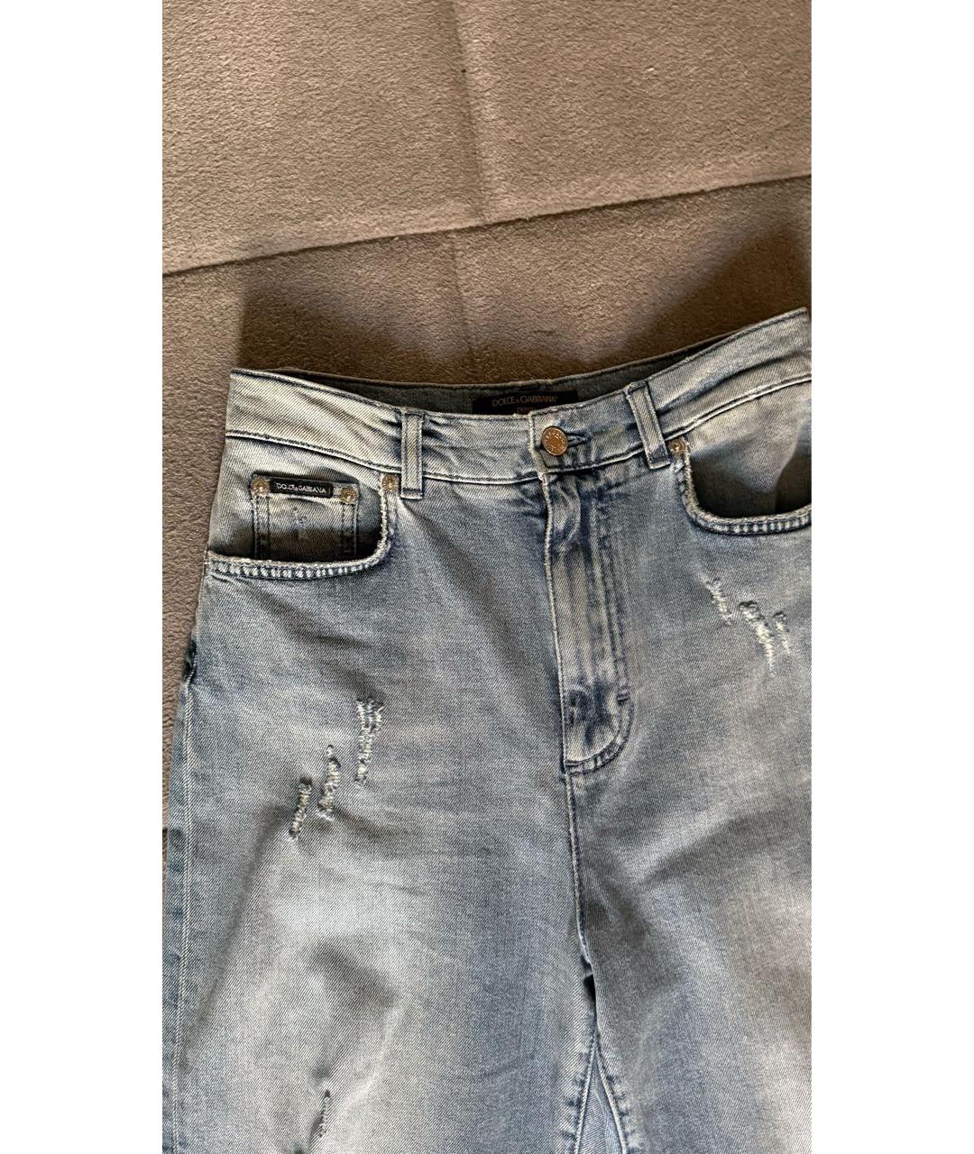 DOLCE&GABBANA Голубые хлопко-эластановые джинсы слим, фото 5