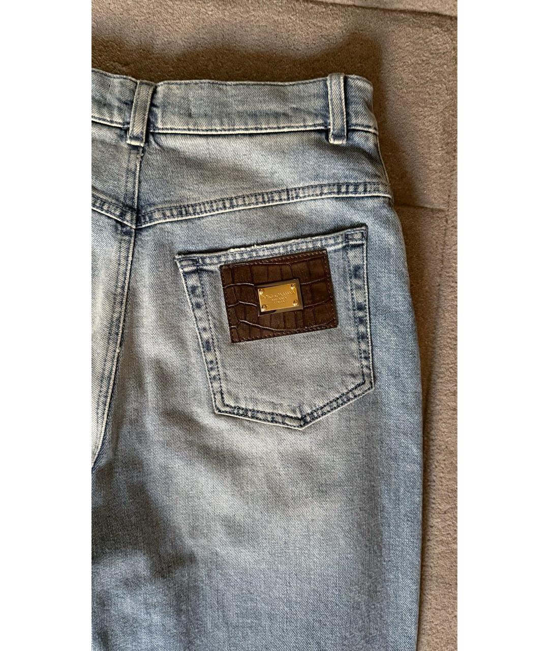 DOLCE&GABBANA Голубые хлопко-эластановые джинсы слим, фото 4