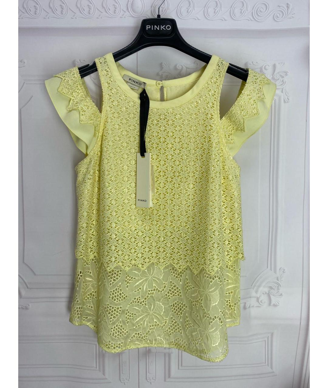 PINKO Желтая шелковая блузы, фото 7