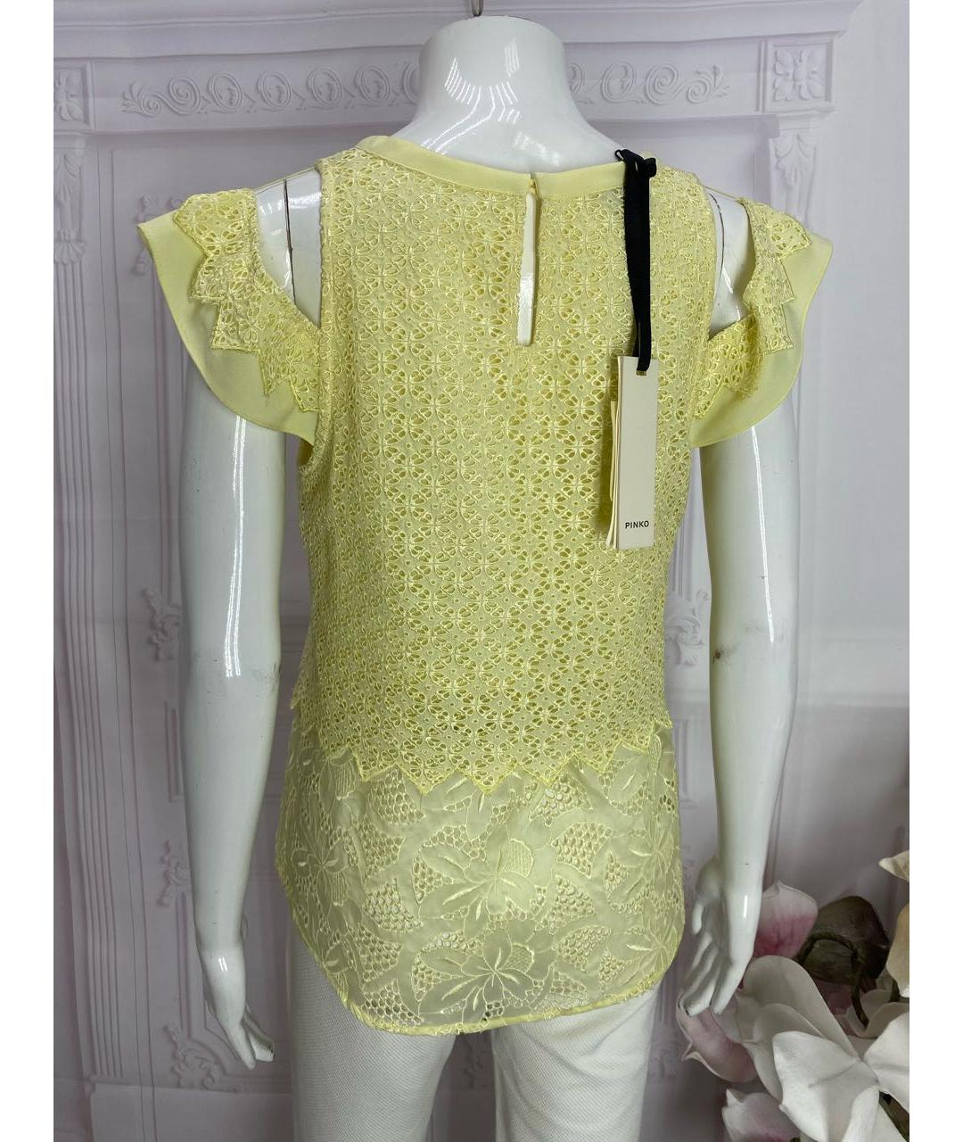 PINKO Желтая шелковая блузы, фото 6