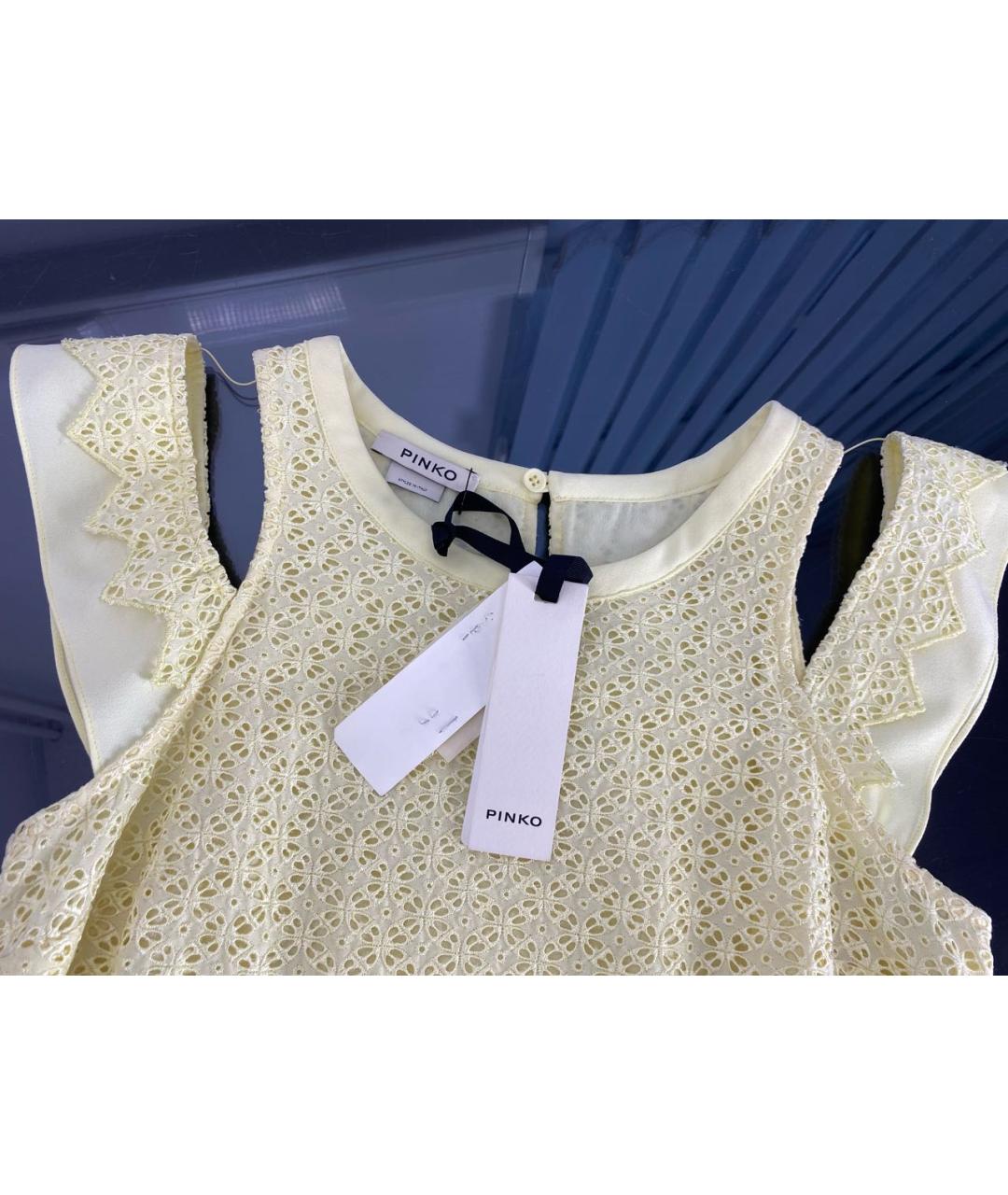 PINKO Желтая шелковая блузы, фото 3