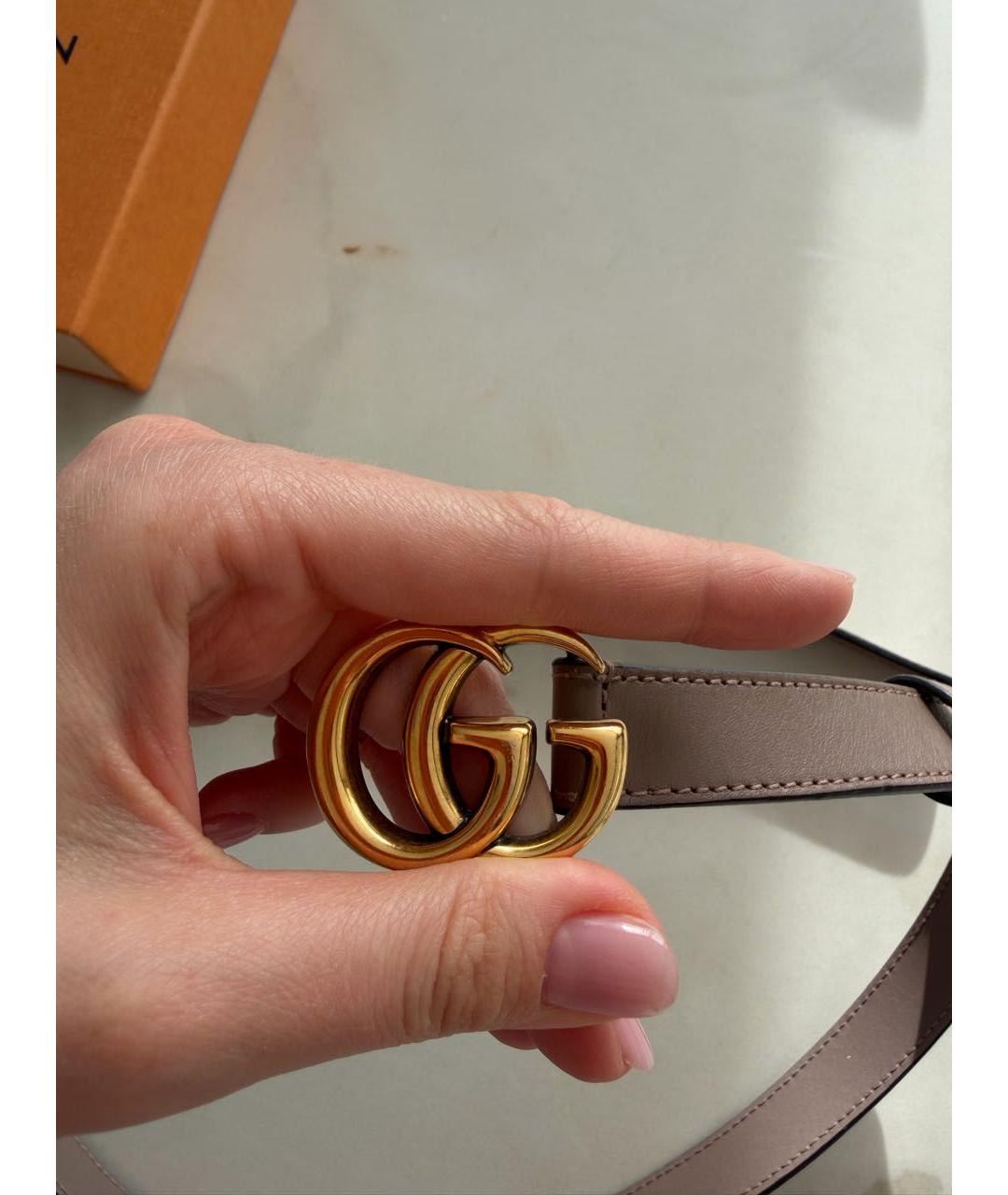 GUCCI Бежевый кожаный ремень, фото 2